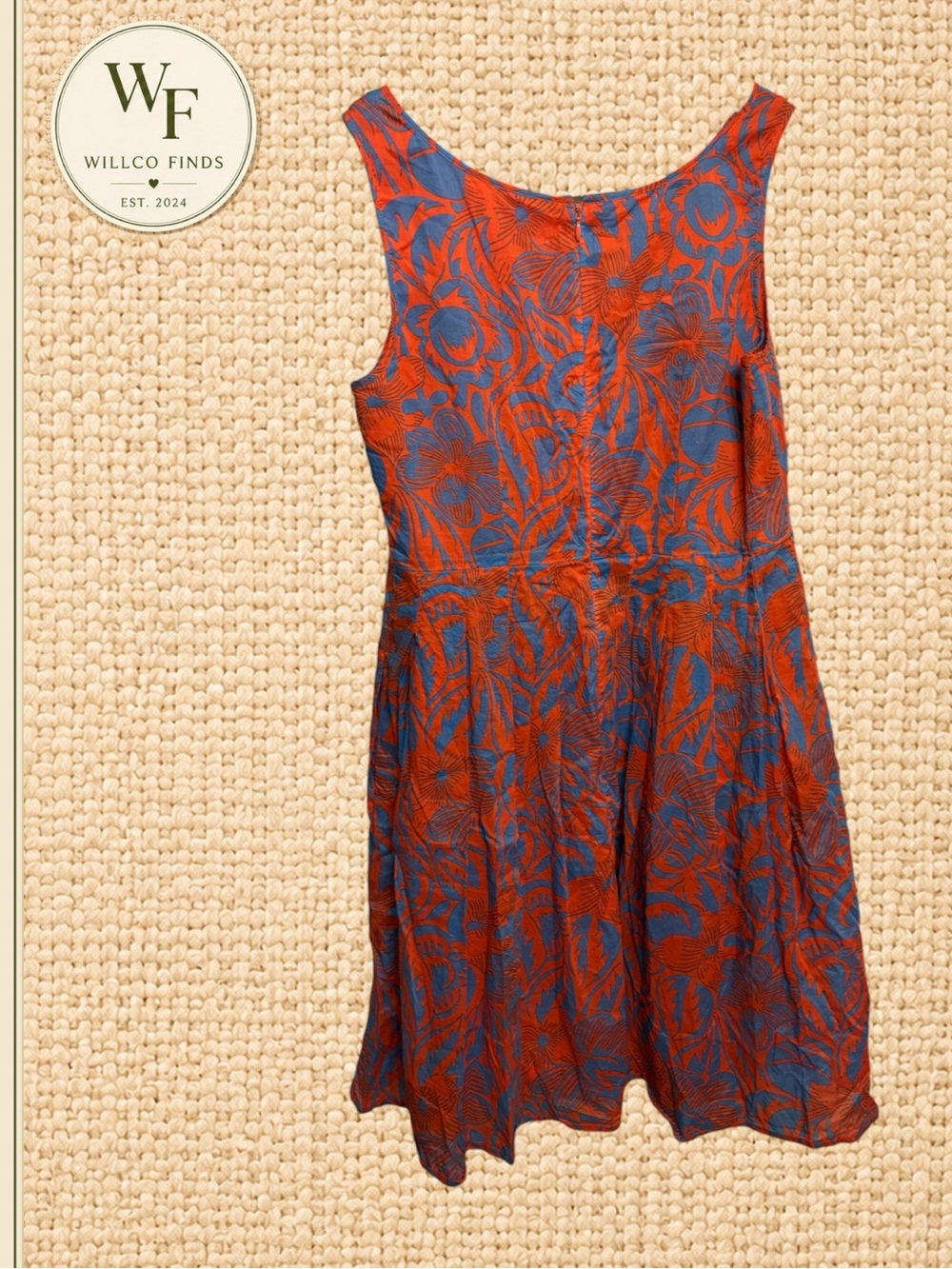 Talbots Women’s Petites Orange Blue Floral Cotton Fit & Flare Dress Size 8P
